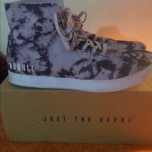 NOBULL Men's Tie-Dye High-Top Sneakers - Black and Gray